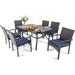 PHI VILLA 5 Piece Outdoor Dining Set for 4 37 Square Metal Dining Table & 4 Cushioned Rattan Wicker Chairs for Patio Deck Yard Porch