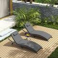 YFbiubiulife Patio Chaise Lounge Set 3 Pieces Outdoor Lounge Chair with Rattan Adjustable Backrest and for Beach Patio Sand for Poolside Backyard Porch