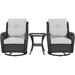 Rilyson Wicker Patio Furniture Set - 6 Piece Rattan Outdoor Sectional Conversation Sets with 2 Rocking Swivel Chairs 2 Ottomans and 2 Sofa for Porch Deck Garden(Mixed Grey/Grey)