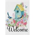 Hidove Bird House Garden Flag 28 x 40 Inch Vertical Double Sided Welcome Yard Garden Flag Seasonal Holiday Outdoor Decorative Flag for Patio Lawn Home Decor Farmhous