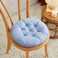 IMossad Soft Round Chair Pad Solid Color Thicken Removable Non-Slip Dining Room Indoor Outdoor Chair Cushions Seat Pad Chair Pad with Ties for Soft Chair Cushion for Office Chair Car Blue