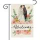 HGUAN Welcome Garden Flag Vertical Double Sided Wedding Welcome Outdoor Decor Welcome to Our Wedding Garden Flag Wedding Watercolor Floral Decor Flag for Yard Lawn Patio Outdoor