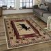 Brown Moose with Fish Print Animal Cabin Outdoor Area Rug (3 9 x 5 1 )