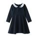 Little Girl s Dailywear Vintage Dress Solid Color Fashion Long Sleeve Ruffles Swing Retro Rockabilly Dresses Party Dresses Clothes Elegant Soft Outwear