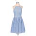 Love Ady Cocktail Dress - Fit & Flare: Blue Grid Dresses - Women's Size X-Small