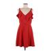 Adelyn Rae Casual Dress - Fit & Flare: Red Dresses - Women's Size Medium