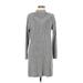 Ann Taylor LOFT Casual Dress - Sweater Dress Turtleneck Long sleeves: Gray Marled Dresses - Women's Size Medium