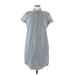 J. McLaughlin Casual Dress - Shirtdress High Neck Short sleeves: Gray Dresses - Women's Size Medium