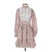 o.p.t Casual Dress - Shirtdress Collared Long sleeves: White Floral Dresses - Women's Size X-Small