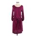 Lilla P Casual Dress - Sweater Dress: Burgundy Dresses - Women's Size Small