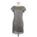 Vince Camuto Casual Dress - Mini Crew Neck Short sleeves: Silver Dresses - Women's Size 8