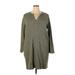 J.Jill Casual Dress - Sweater Dress V Neck 3/4 sleeves: Gray Dresses - Women's Size 2X