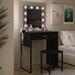 Winston Porter 27.6" Wide Vanity Set w/ Stool & Mirror Wood in Black | 52.4 H x 27.6 W x 15.4 D in | Wayfair 2CDE20904DD54EAFA016D1FE9795E3CA