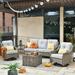 Red Barrel Studio® 6 - Person Outdoor Seating Group w/ Cushions Synthetic Wicker/All - Weather Wicker/Metal/Wicker/Rattan in Gray | Wayfair