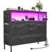 Ebern Designs Dresser for Bedroom TV Stand, Wide Dresser w/ 6 Drawer, Organizer Cabinet for 50inch, Erville Metal in Black | Wayfair