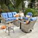 Red Barrel Studio® Daliya 5 - Person Outdoor Seating Group w/ Cushions Synthetic Wicker/All - Weather Wicker/Metal/Wicker/Rattan/Rust | Wayfair