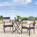 Latitude Run® Xiola Round 2 - Person 26.25" L Outdoor Bistro Set w/ Cushions Wicker/Rattan in Brown/White | 26.25 W x 26.25 D in | Wayfair