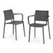 Latitude Run® Skowhegan Outdoor Stacking Dining Armchair Plastic/Resin in Gray | 31.3 H x 22.16 W x 21.06 D in | Wayfair