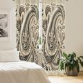 East Urban Home Paisley Curtains 2 Panel Set Pair of Ivory Pale Sepia Dimgray Microfiber in Black | 84 H x 56 W in | Wayfair