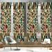 East Urban Home Scandinavian Curtains Set 2-Pack 4 Panels of-28"x95" Olive Green Redwood Beige Microfiber in Black | 63 H x 56 W in | Wayfair