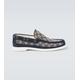 Gucci GG leather-trimmed canvas boat shoes