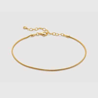 Gold Round Thin Snake Chain Bracelet