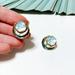 Anthropologie Jewelry | Blue Geo Stud Earrings S59 | Color: Blue/Gold | Size: Os