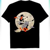 Disney Tops | Disney Minnie Mouse Flying Witch Costume Halloween T-Shirt, Unisex | Color: Black/Gray | Size: L