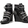 Michael Kors Shoes | Michael Kors Grayson Studded Wedge Sneakers | Color: Black | Size: 7.5