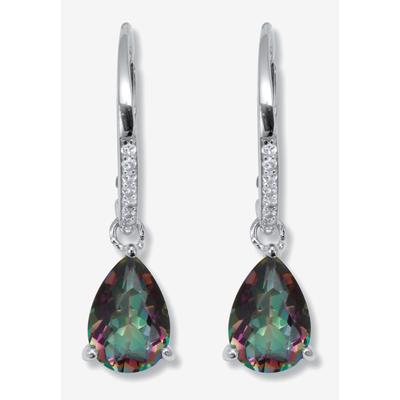 Women's 7.13 Tcw Pear Cut Genuine Mystic Fire Topaz And Cz Sterling Silver Earrings by PalmBeach Jewelry in Topaz