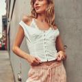 Free People Tops | Free People Sally Corset Buttondown Scoop Neck Tank Crop Top Xs | Color: White | Size: Xs