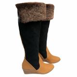 Anthropologie Shoes | Anthropologie Penny Women’s Size 7 Quilted Wedge Fur Boot By Schuler & Sons $398 | Color: Black/Tan | Size: 7