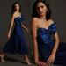 Anthropologie Dresses | Hutch X Anthropologie Navy Blue Hutch Bow Dress Sweetheart Strapless Midi | Color: Blue | Size: 2