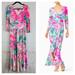 Lilly Pulitzer Dresses | Lilly Pulitzer Montague Faux Wrap Maxi Dress In Raz Berry Sunset Soiree Medium | Color: Blue/Pink | Size: M
