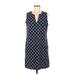 Lands' End Casual Dress - Shift: Blue Grid Dresses - Women's Size Medium