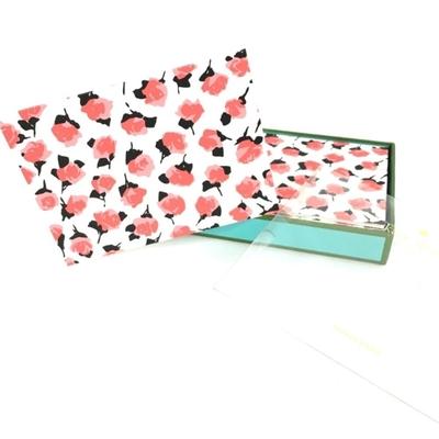 Kate Spade Office | Kate Spade 10 Notecards Roses Flowers Lined Envelopes Foldover Cards Stationery | Color: Black/Pink | Size: Os
