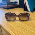 Free People Accessories | Free People - Chunky, Square Lens, Brown, Gold Trim Sunglasses | Color: Brown/Gold | Size: Os