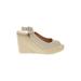 Nine West Wedges: Ivory Solid Shoes - Women's Size 9 1/2 - Peep Toe