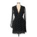 WAYF Casual Dress - Wrap: Black Polka Dots Dresses - Women's Size Medium