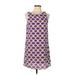 Newbury Kustom Casual Dress - A-Line: Purple Floral Motif Dresses - Women's Size Large