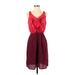 Mossimo Casual Dress - Party V Neck Sleeveless: Burgundy Solid Dresses - Women's Size Small