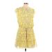 1.State Casual Dress - Mini Crew Neck Short Sleeve: Yellow Print Dresses - Women's Size Large