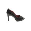 Tahari Heels: Pumps Chunky Heel Minimalist Black Solid Shoes - Women's Size 8 - Peep Toe