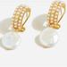 J. Crew Jewelry | J.Crew Pearl Hoops With Freshwater Pearl Drops | Color: Gold/White | Size: Os