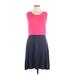By Artisan Casual Dress - Fit & Flare: Pink Color Block Dresses - New - Women's Size Large