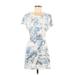 New Directions Casual Dress - Mini Scoop Neck Short sleeves: Blue Dresses - Women's Size Medium