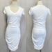 Athleta Dresses | Athleta Topanga Ruched Short Sleeve Bodycon Dress In White Size Xxs | Color: White | Size: Xxs