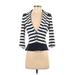 White House Black Market Jacket: Short Blue Stripes Jackets & Outerwear - Women's Size 4 Petite