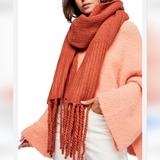 Free People Accessories | Free People Jaden Rib Knit Blanket Scarf Terracotta | Color: Orange | Size: Os