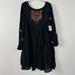 Free People Dresses | Free People Mini Dress Mohave Embroidered Black Lace Floral Paisley Boho Knit | Color: Black | Size: M